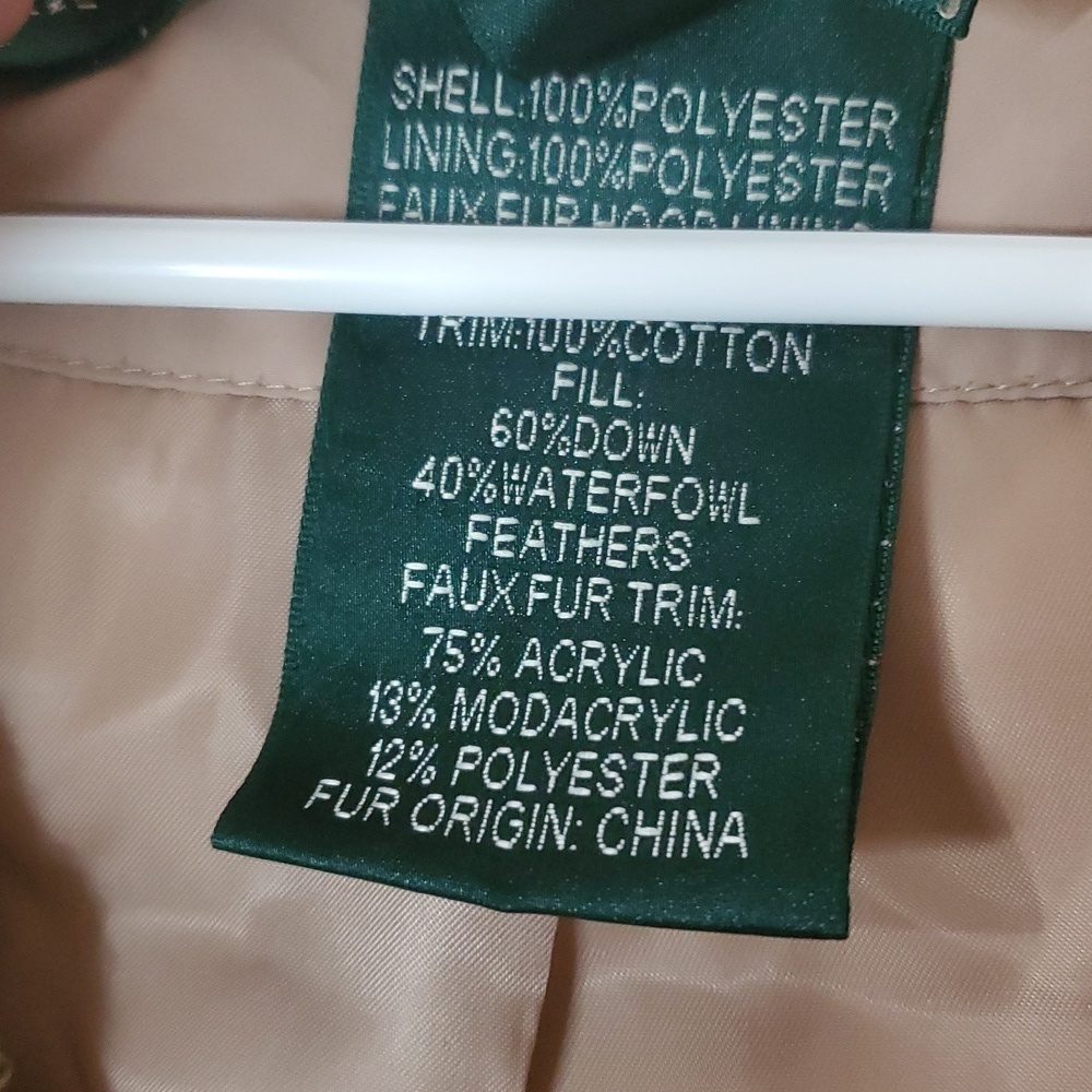 Womens Lauren Ralph Lauren Down Puffer Coat Size Medium Neutral Colored - Picture 9 of 16